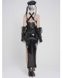 Devil Fashion Black Gothic Punk Cross Buckle Strap Halter Top for Women