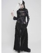 Devil Fashion Black Gothic Cut Out Ruched Long Sleeve T-Shirt for Women