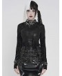 Devil Fashion Black Gothic Zip Stand-Up Collar Patterned T-Shirt for Women