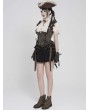 Devil Fashion Brown Gothic Steampunk Ruffle Underbust Waistcoat for Women