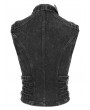 Devil Fashion Black Gothic Punk Buckle Studded Zip-Up Vest Top for Women