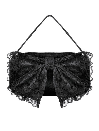 Dark in love Black Gothic Lace Bow Mini Zipper Handbag