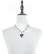 Dark in love Silver Multi-Cross Gothic Black Heart Pendant Necklace