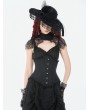 Dark in love Black Gothic Vintage Lace Feather Tassel Hat