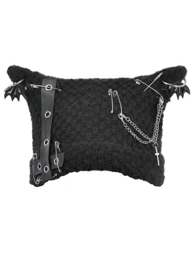 Dark in love Black Gothic Punk Metal Cross Chain Knit Hat