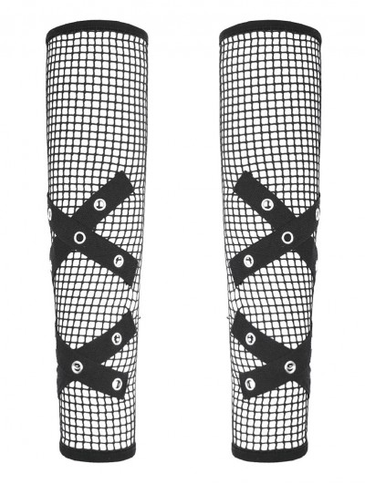 Dark in love Black Gothic Punk Mesh Hollow Chain Decor Gloves