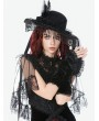 Dark in love Black Gothic Velvet Lace Embroidered Gloves