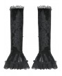 Dark in love Black Gothic Velvet Lace Embroidered Gloves