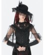 Dark in love Black Gothic Lace Mesh Patchwork Sleeveless Cape for Women