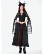 Dark in love Black Gothic 3D Embroidered Lace Bell Sleeve Cape for Women