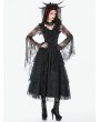 Dark in love Black Gothic Deep V-Neck Lace Bell Sleeve Cape for Women