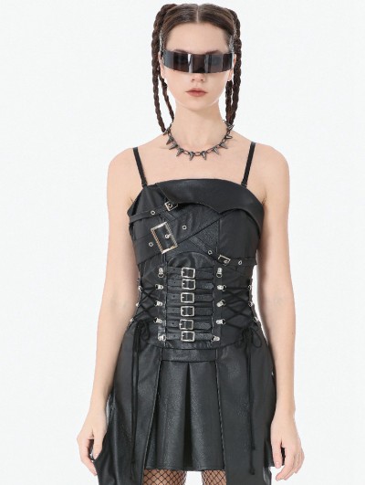 Dark in love Black Gothic Multi-Buckle Tech Punk Waist Cincher Belt