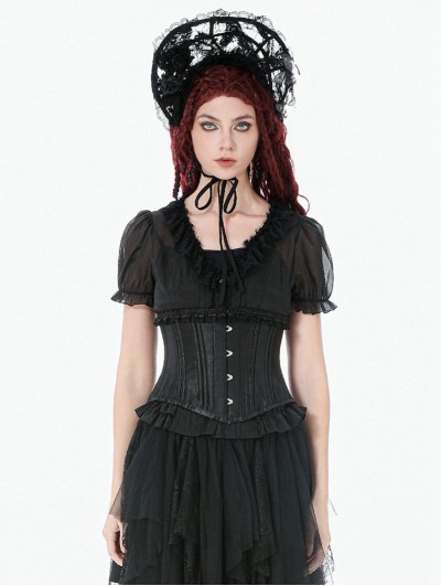 Dark in love Black Dark Gothic Metal Boned Underbust Corset