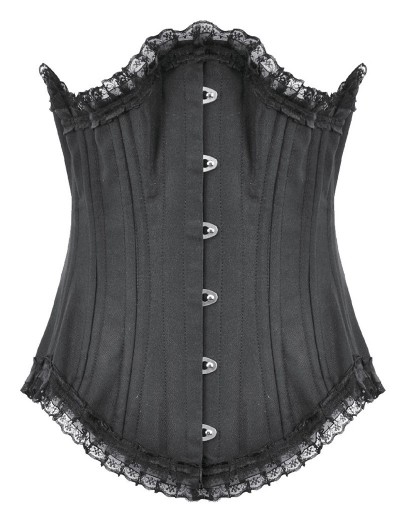 Dark in love Black Dark Gothic Metal Boned Longline Underbust Corset