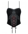 Dark in love Black and Red Gothic Velvet Lace Appliqued Corset Top for Women