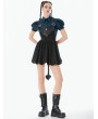 Dark in love Black Gothic Bat Wing Buckle Strap Short Dress with Tail