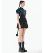 Dark in love Black Gothic Bat Wing Buckle Strap Short Dress with Tail