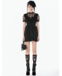 Dark in love Black Gothic Dark Lace Illusion Panelled Short Dress