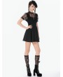 Dark in love Black Gothic Dark Lace Illusion Panelled Short Dress
