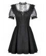 Dark in love Black Gothic Dark Lace Illusion Panelled Short Dress