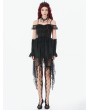 Dark in love Black Gothic Baroque Lace Tiered Off-Shoulder Party Dress