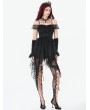 Dark in love Black Gothic Baroque Lace Tiered Off-Shoulder Party Dress