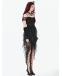 Dark in love Black Gothic Baroque Lace Tiered Off-Shoulder Party Dress