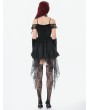 Dark in love Black Gothic Baroque Lace Tiered Off-Shoulder Party Dress