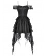 Dark in love Black Gothic Baroque Lace Tiered Off-Shoulder Party Dress