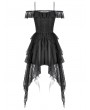 Dark in love Black Gothic Baroque Lace Tiered Off-Shoulder Party Dress