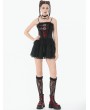 Dark in love Black and Red Gothic Punk Layered Lace Short Dress