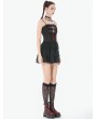 Dark in love Black and Red Gothic Punk Layered Lace Short Dress
