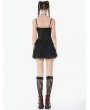 Dark in love Black and Red Gothic Punk Layered Lace Short Dress