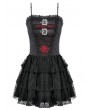 Dark in love Black and Red Gothic Punk Layered Lace Short Dress
