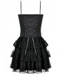Dark in love Black and Red Gothic Punk Layered Lace Short Dress