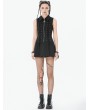 Dark in love Black Gothic Skull Zip Collar Tactical Punk Sleeveless Dress