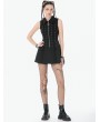 Dark in love Black Gothic Skull Zip Collar Tactical Punk Sleeveless Dress