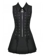 Dark in love Black Gothic Skull Zip Collar Tactical Punk Sleeveless Dress
