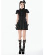 Dark in love Black Dark Gothic Lolita Bow Lace Trim Short Dress