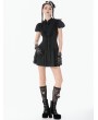 Dark in love Black Dark Gothic Lolita Bow Lace Trim Short Dress