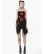 Dark in love Red and Black Tie-Dye Punk Gothic Asymmetric Dress