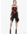 Dark in love Red and Black Tie-Dye Punk Gothic Asymmetric Dress