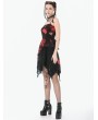 Dark in love Red and Black Tie-Dye Punk Gothic Asymmetric Dress