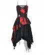 Dark in love Red and Black Tie-Dye Punk Gothic Asymmetric Dress