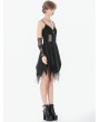 Dark in love Black Gothic Punk Sleeveless Studded V-Neck Dress
