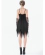 Dark in love Black Gothic Punk Sleeveless Studded V-Neck Dress