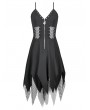Dark in love Black Gothic Punk Sleeveless Studded V-Neck Dress