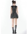 Dark in love Black and Grey Gothic Striped Ruffle Tiered Short Dress