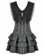 Dark in love Black and Grey Gothic Striped Ruffle Tiered Short Dress