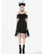 Dark in love Black Romantic Gothic Lace Layered High-Low Party Dress